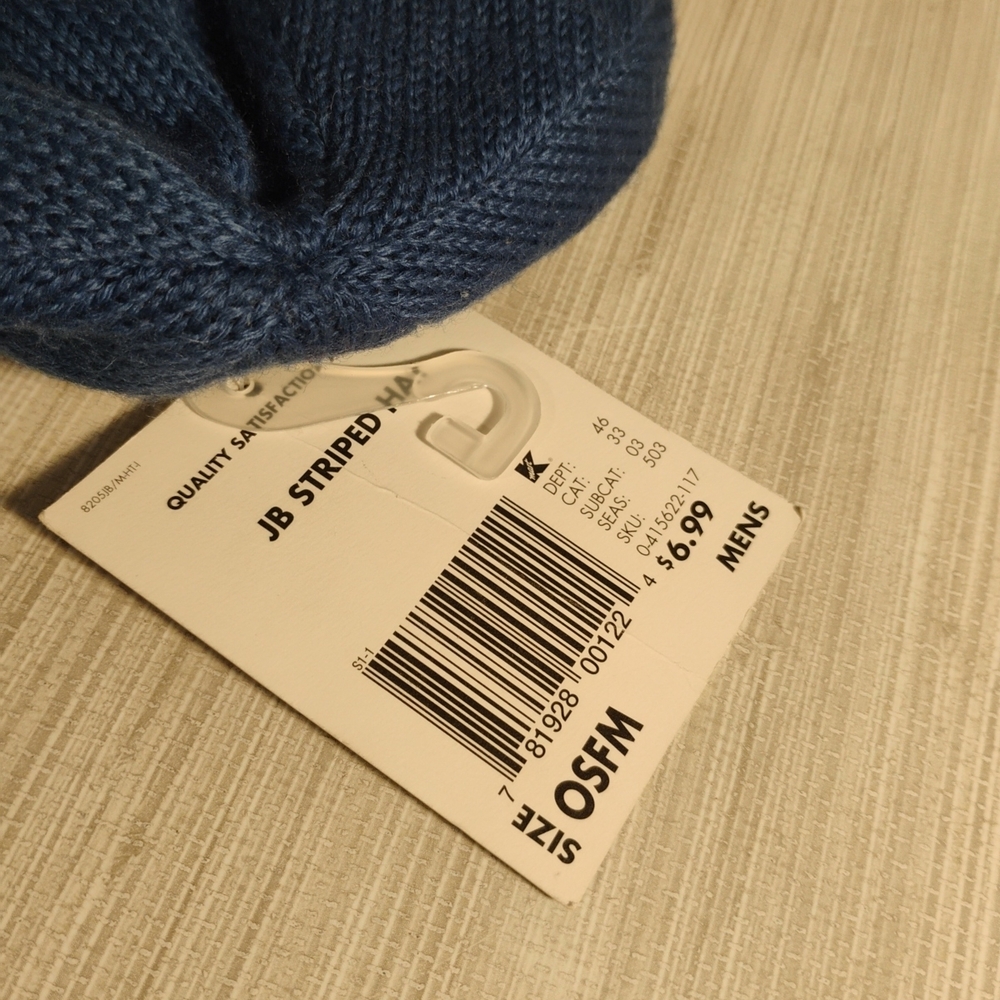 Joe Boxer Navy Striped Knit Beanie - Picture 3 of 3